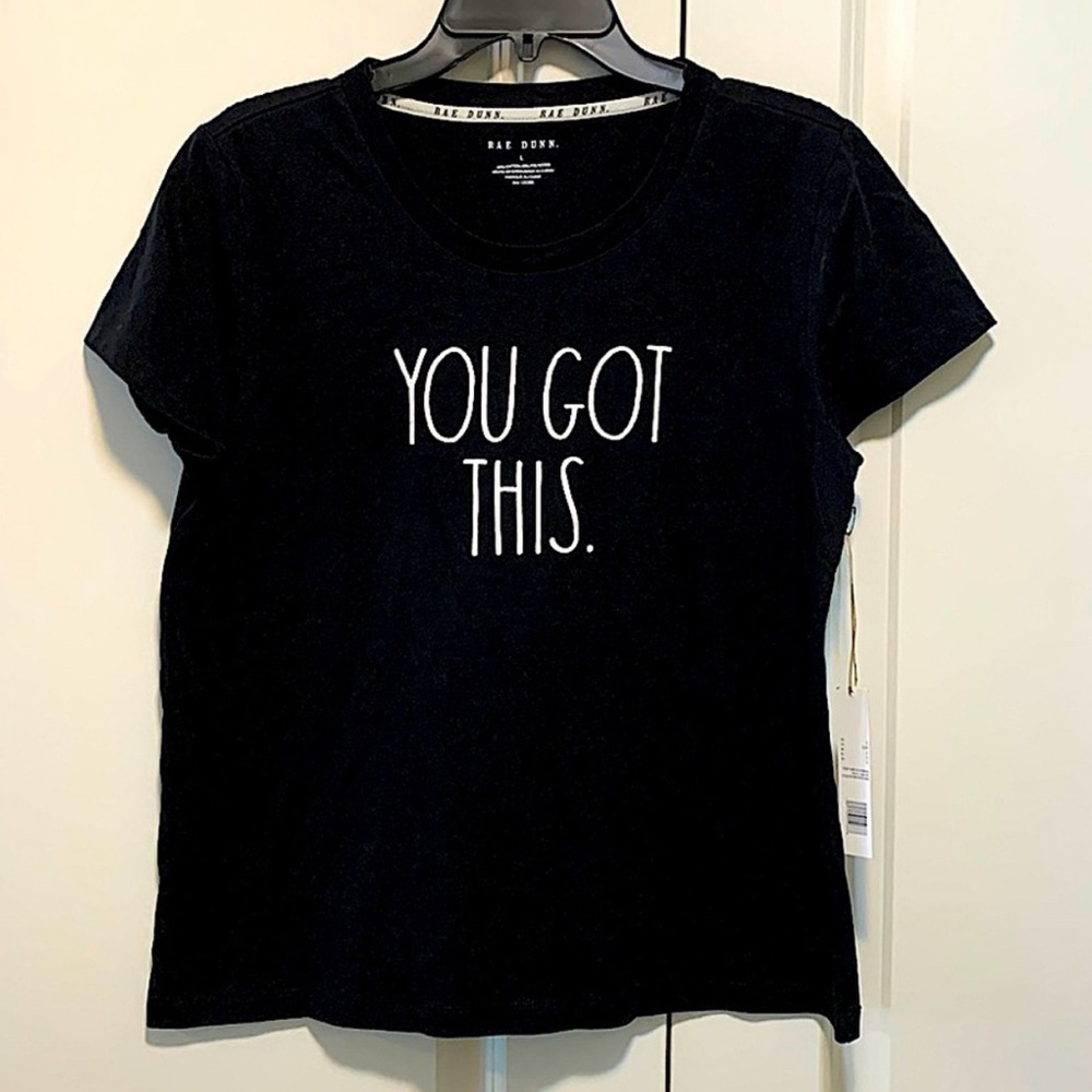 RAE DUNN YOU GOT THIS Black and White T-Shirt Size Large NWT